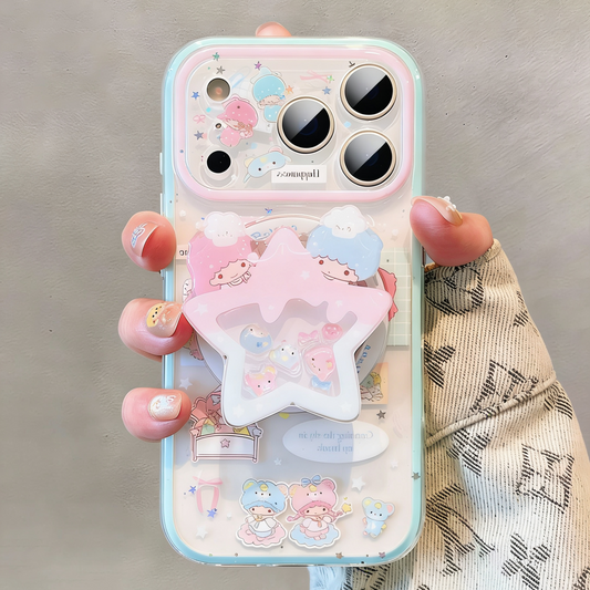 Twin-Star Glitter Phone Case with Magnetic Stand