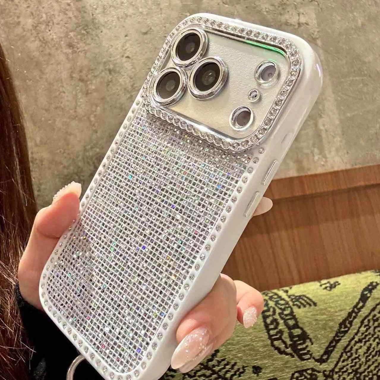 Butterfly Knot Rhinestone Nail Phone Case