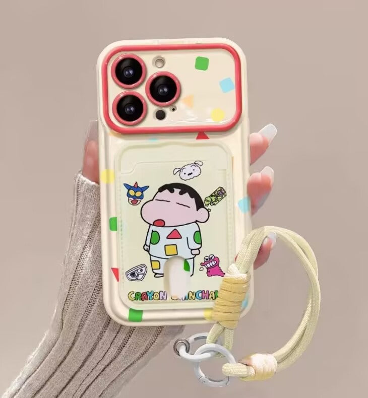 Crayon Shin-chan flip-cover card holder phone case