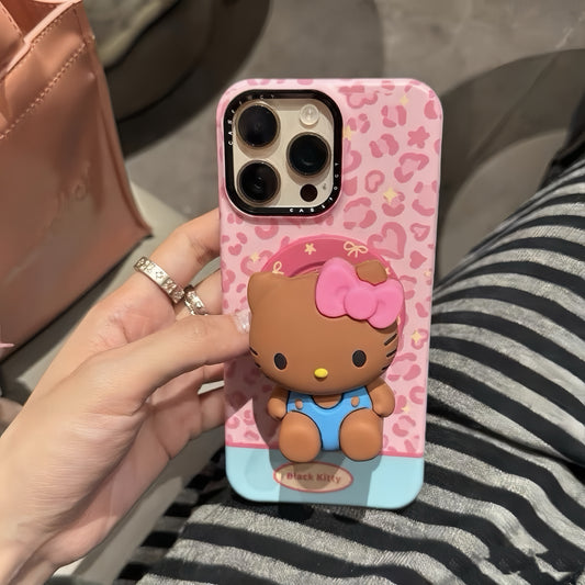 Hello Kitty Leopard Print Magnetic Holder Phone Case
