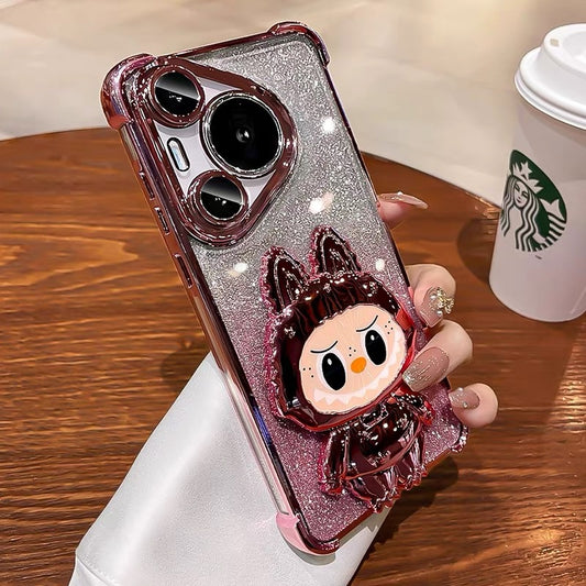 Android Labub Makeup Mirror Stand Phone Case
