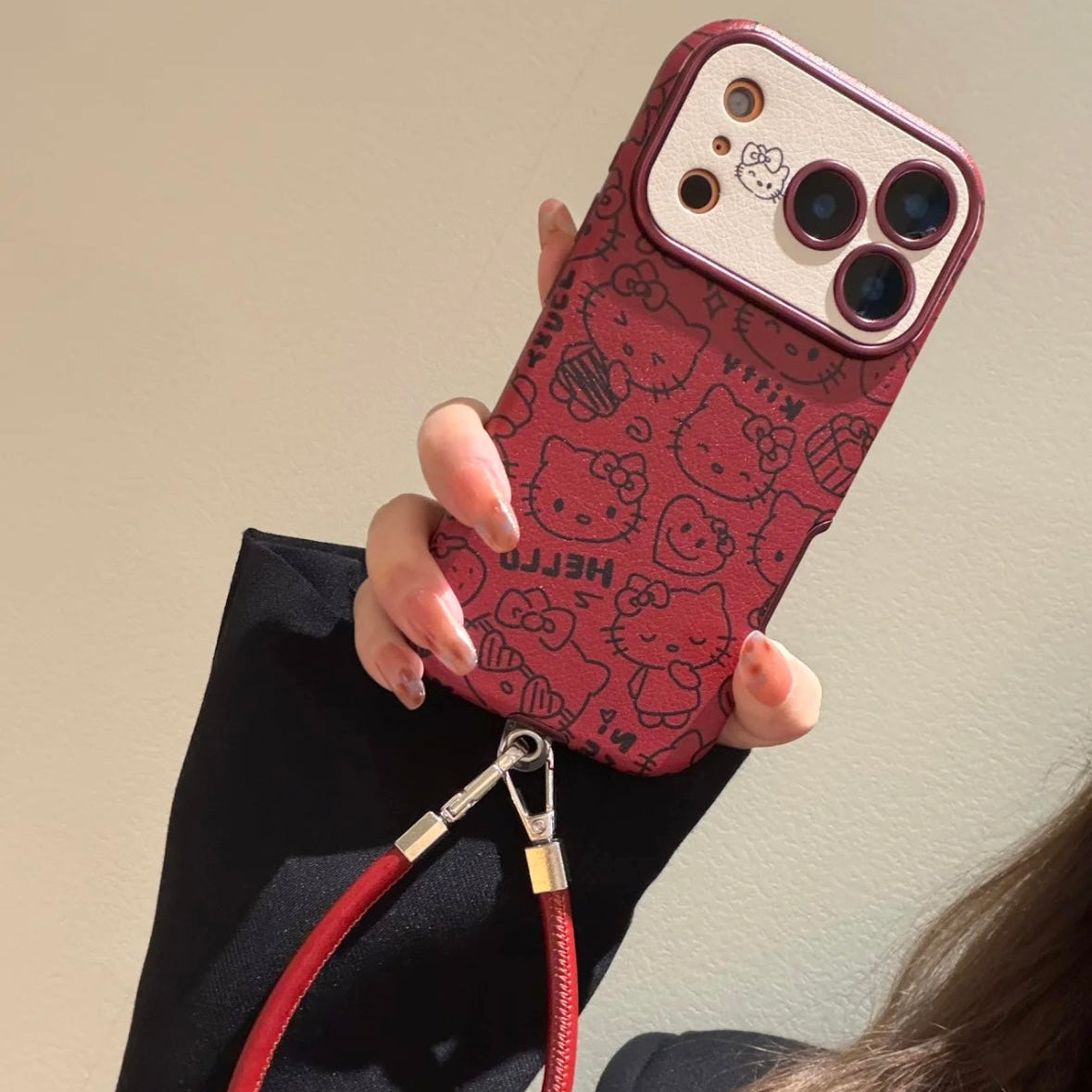 Hello Kitty burgundy full-screen phone case