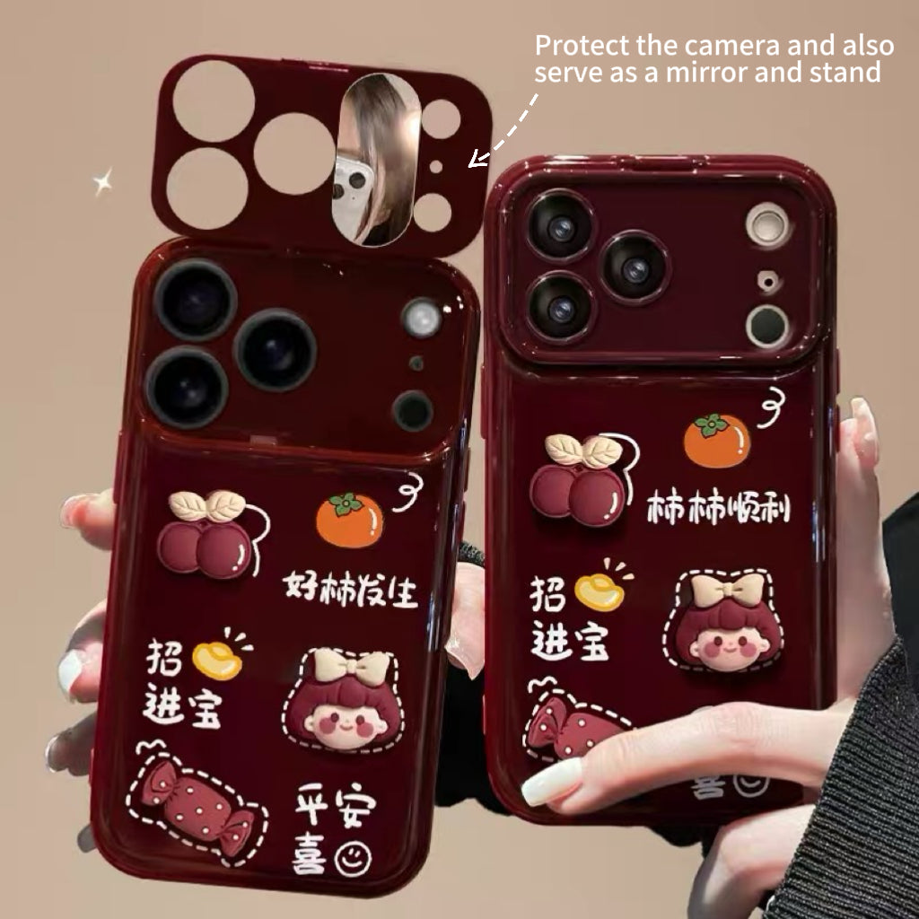"Good Things Happen" 3D Girl Portable Mirror Phone Case