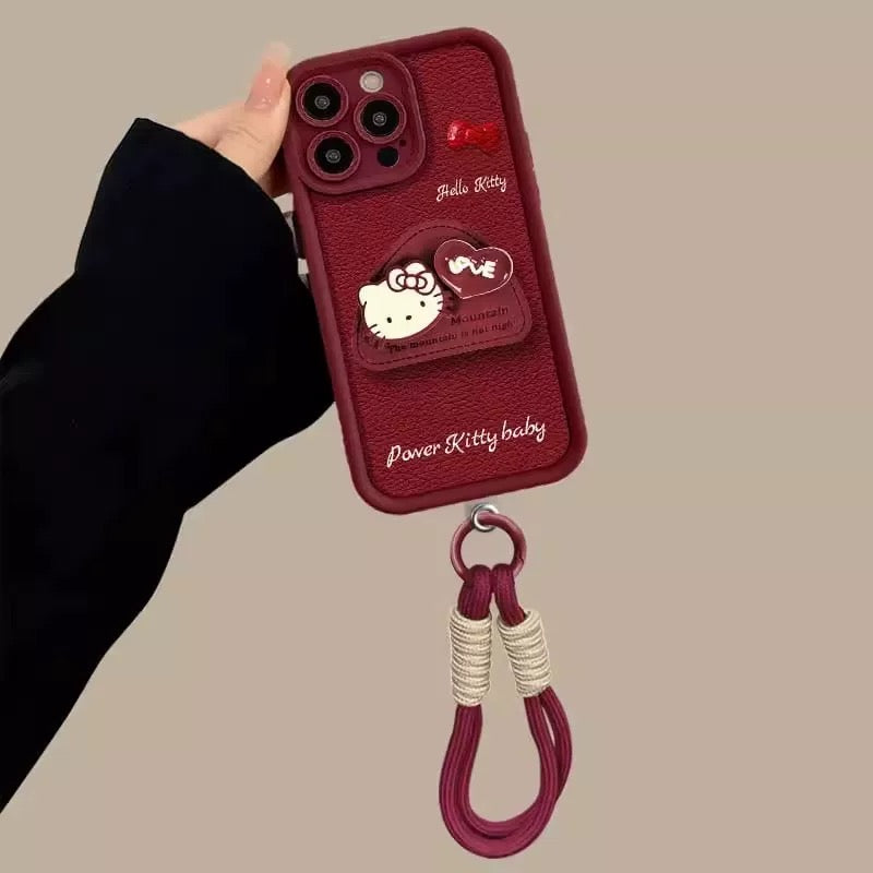 Burgundy bow stand phone case