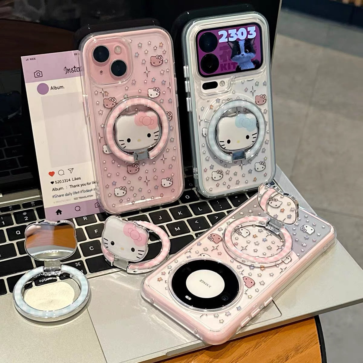 Starlight Kitten Portable Mirror & Stand Phone Case