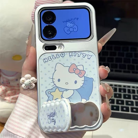 Blue Hello Kitty Portable Mirror Phone Case