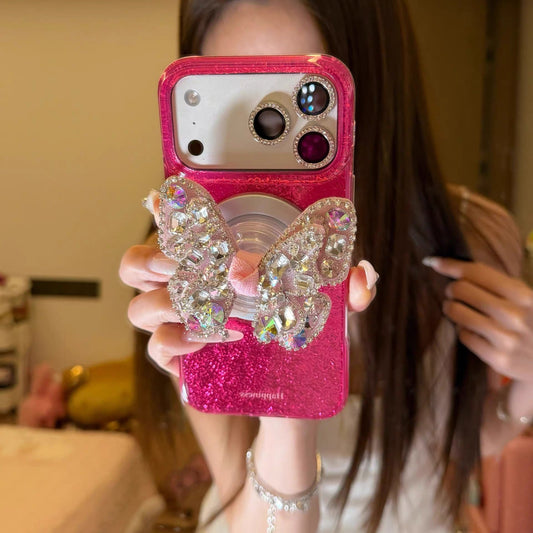 Sparkling Rhinestone Bow Magnetic Stand Phone Case