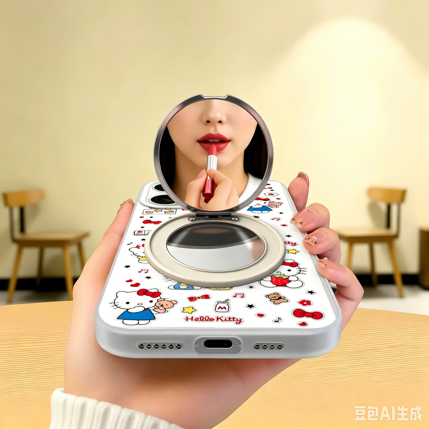 Strawberry Mirror Stand Hello Kitty Phone Case