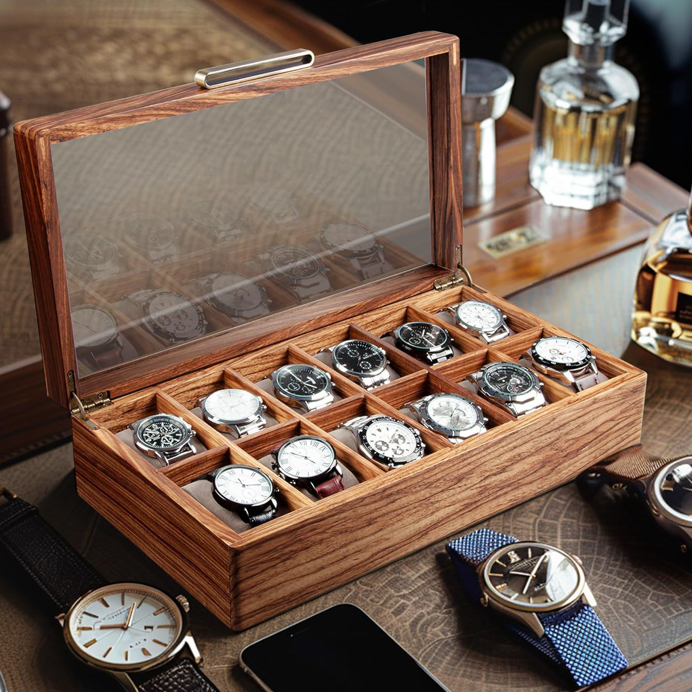 Men's watch solid wood storage box