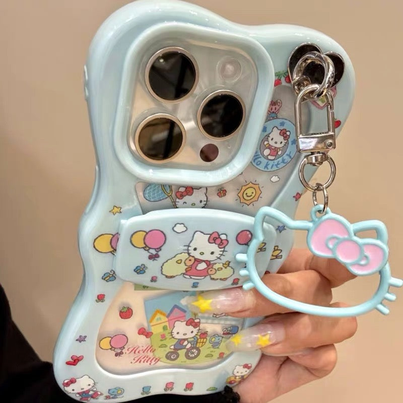 Cute Cartoon-Themed Phone Case with Bowknot Hello Kitty Stand