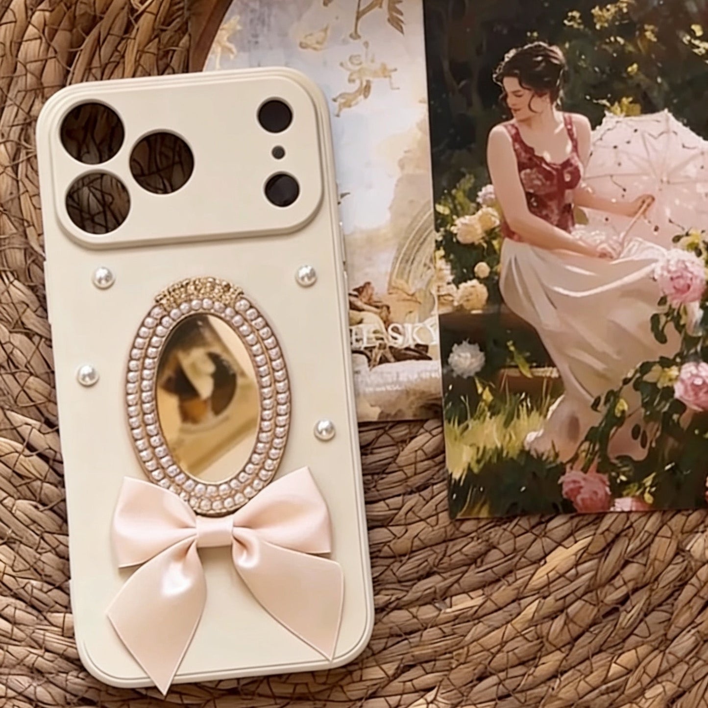 Pearl Bowknot Mirror Phone Case