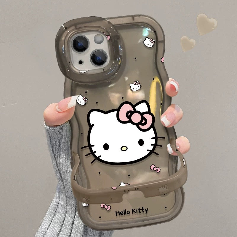 Invisible double-stand bow Hello Kitty phone case