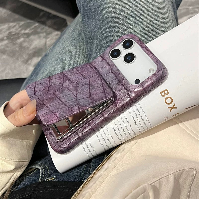 Phone Case with Built-in Invisible Folding Mirror Stand