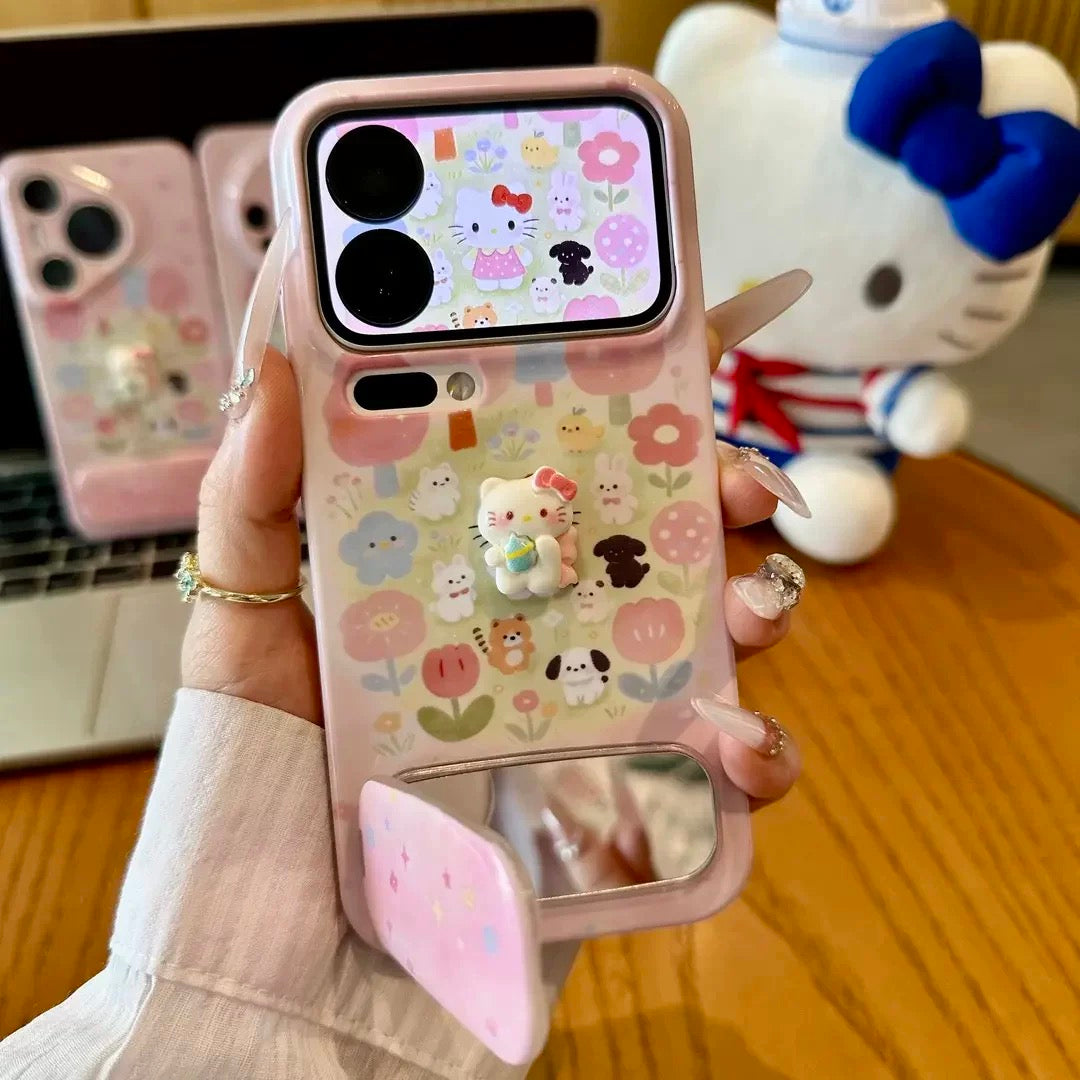 3D Kitty & Cute Pet Portable Mirror Phone Case