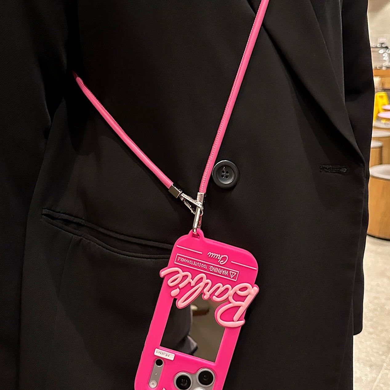 Sweet & Cool Barbie-Style Mirror Phone Case with Bow Accent