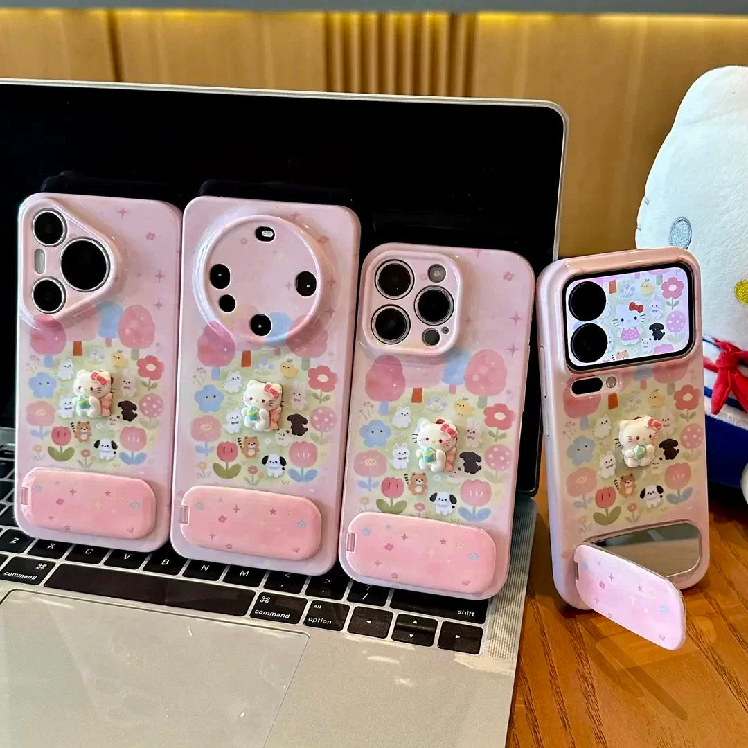 3D Kitty & Cute Pet Portable Mirror Phone Case