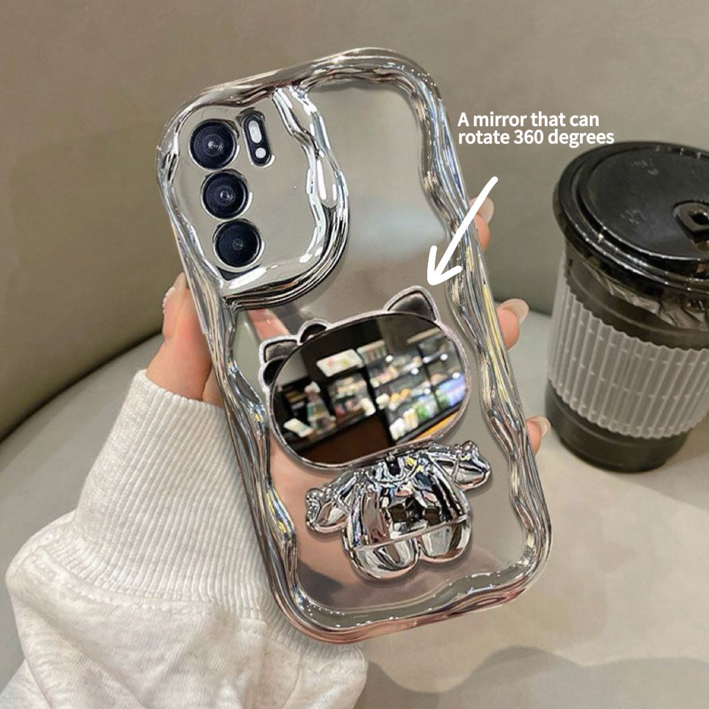 Rotating Kitty Portable Mirror and Stand Phone Case