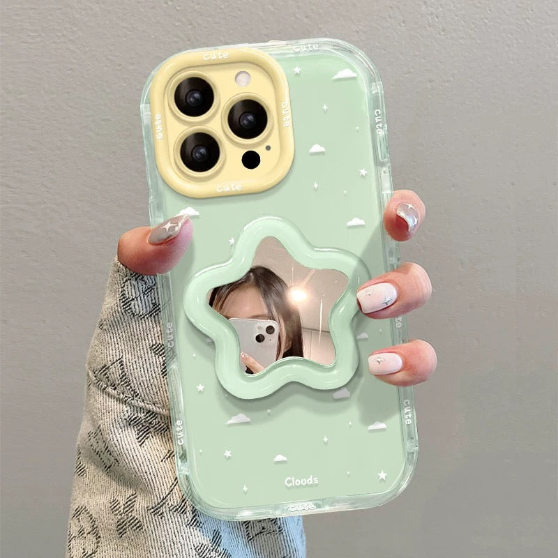 星形便携式镜子和带支架的手机壳