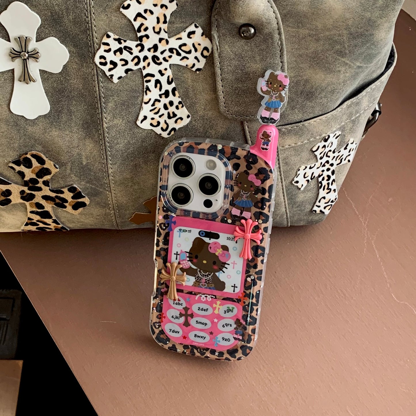 Leopard print Kitty mobile phone case