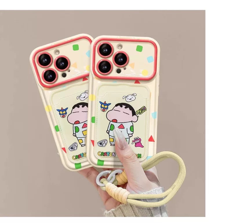 Crayon Shin-chan flip-cover card holder phone case