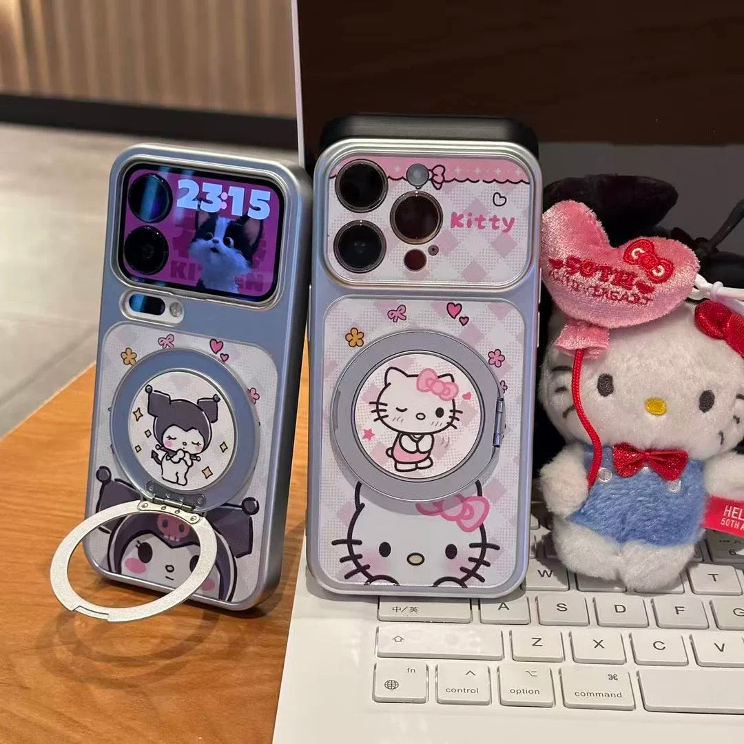Kitty & Kuromi 360-Degree Rotating Stand Phone Case