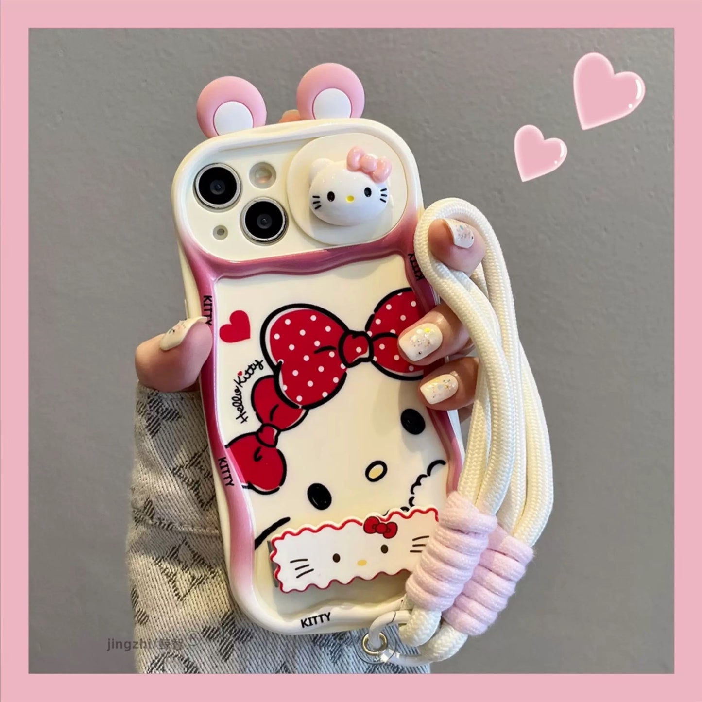 3D ear KT cat stand phone case