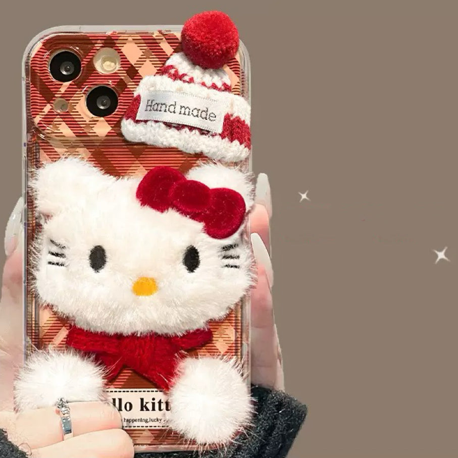 Plaid Hello Kitty Flip Mirror Phone Case