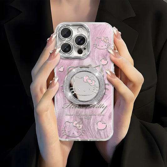 Hello Kitty Phone Case with Mirror, Stand, and Adjustable Lanyard