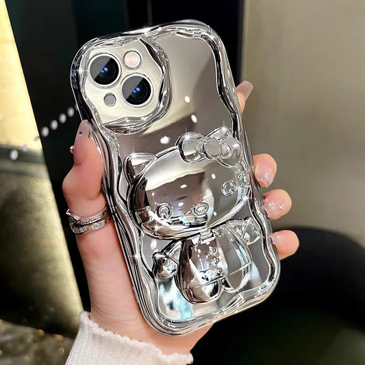 Rotating Kitty Portable Mirror and Stand Phone Case