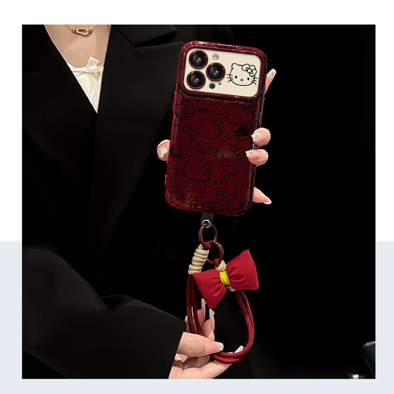 Android Full Screen Line Kitty Flip Phone Case with Mirror and Stand