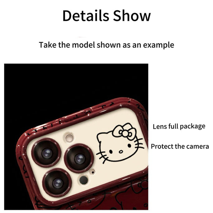 Android Full Screen Line Kitty Flip Phone Case with Mirror and Stand