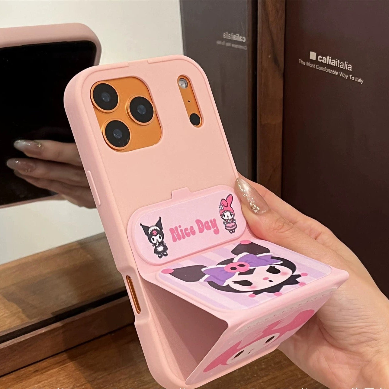 Kuromi My Melody Scarf Rabbit Flip Phone Case
