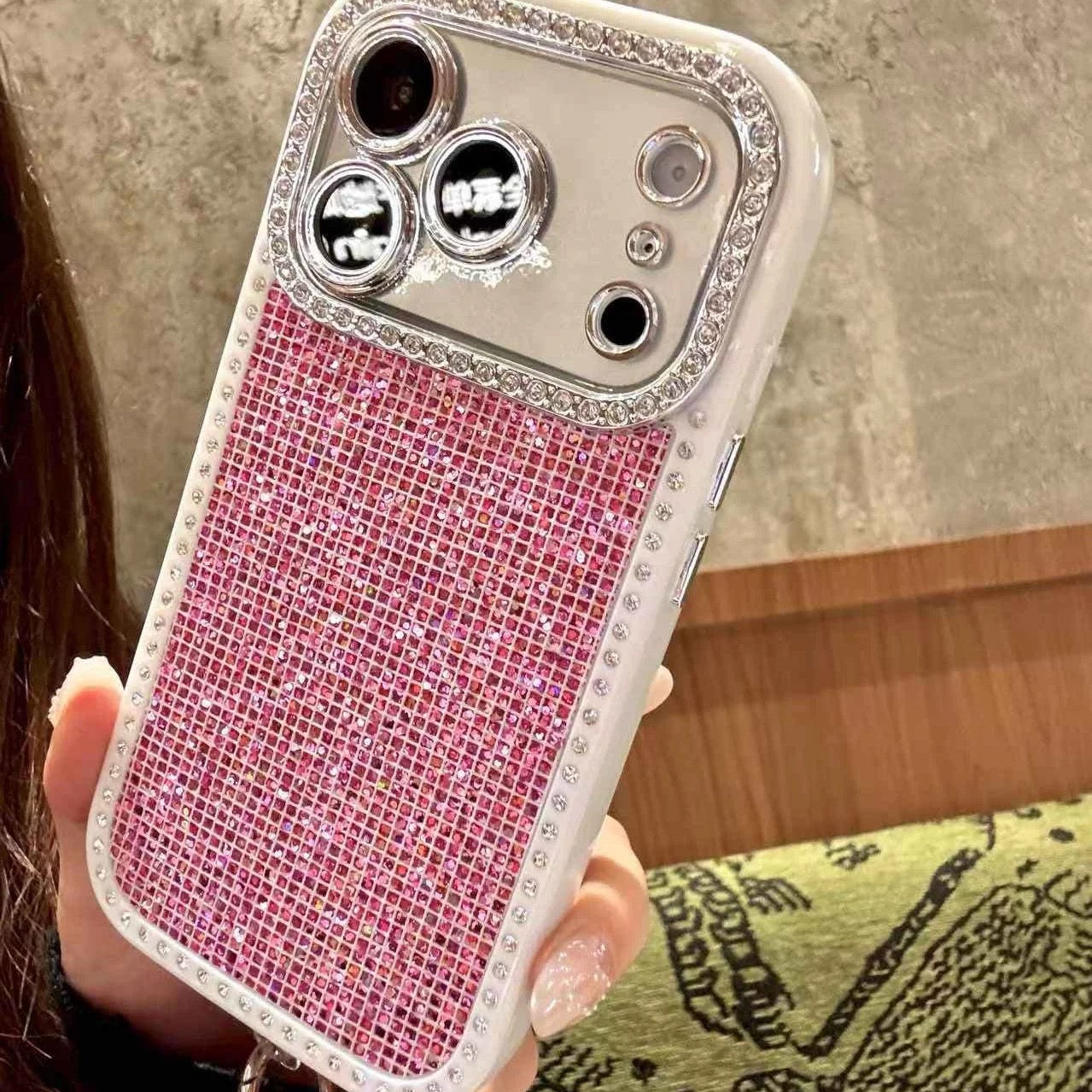 Butterfly Knot Rhinestone Nail Phone Case