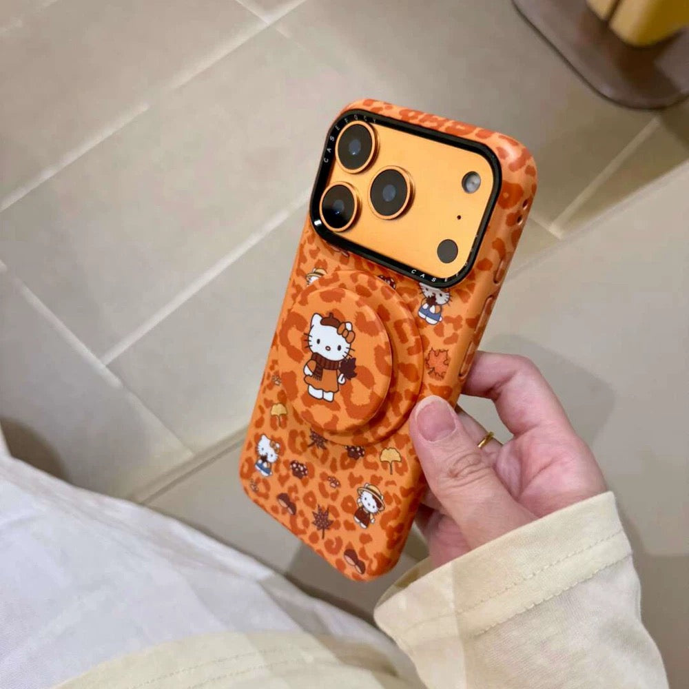 Leopard Print Hello Kitty Magnetic Stand Phone Case