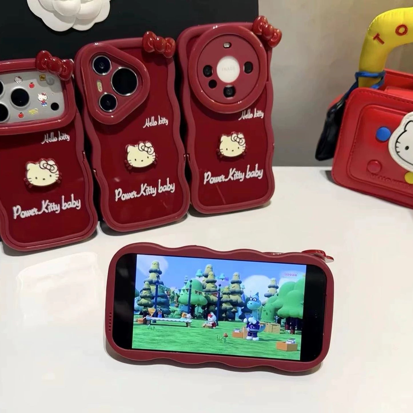 Hello Kitty plush toy double-stand phone case