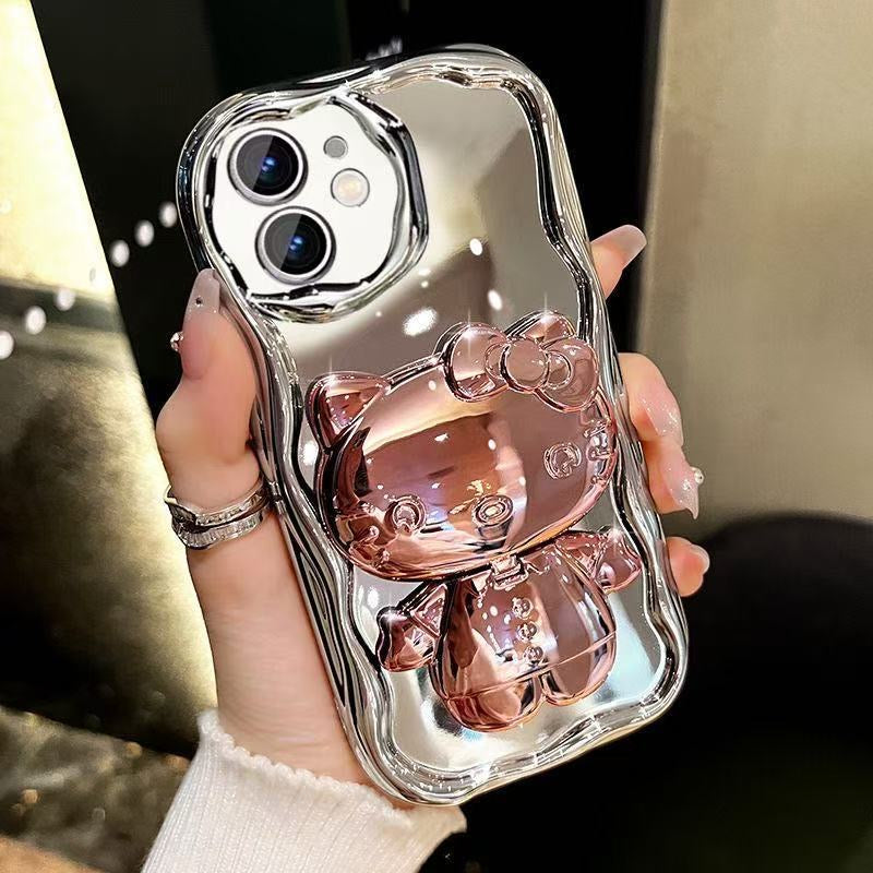Rotating Kitty Portable Mirror and Stand Phone Case