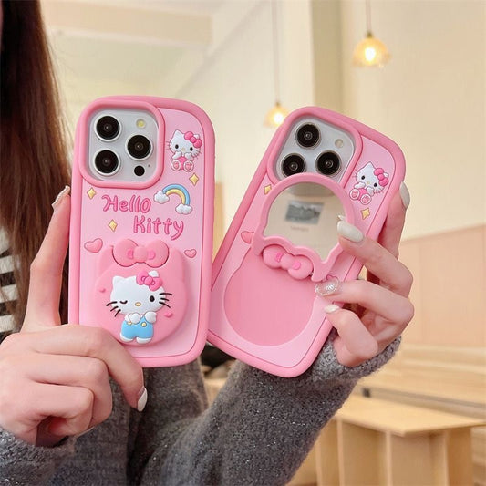 Cute Kitty Cat Mirror Stand Phone Case