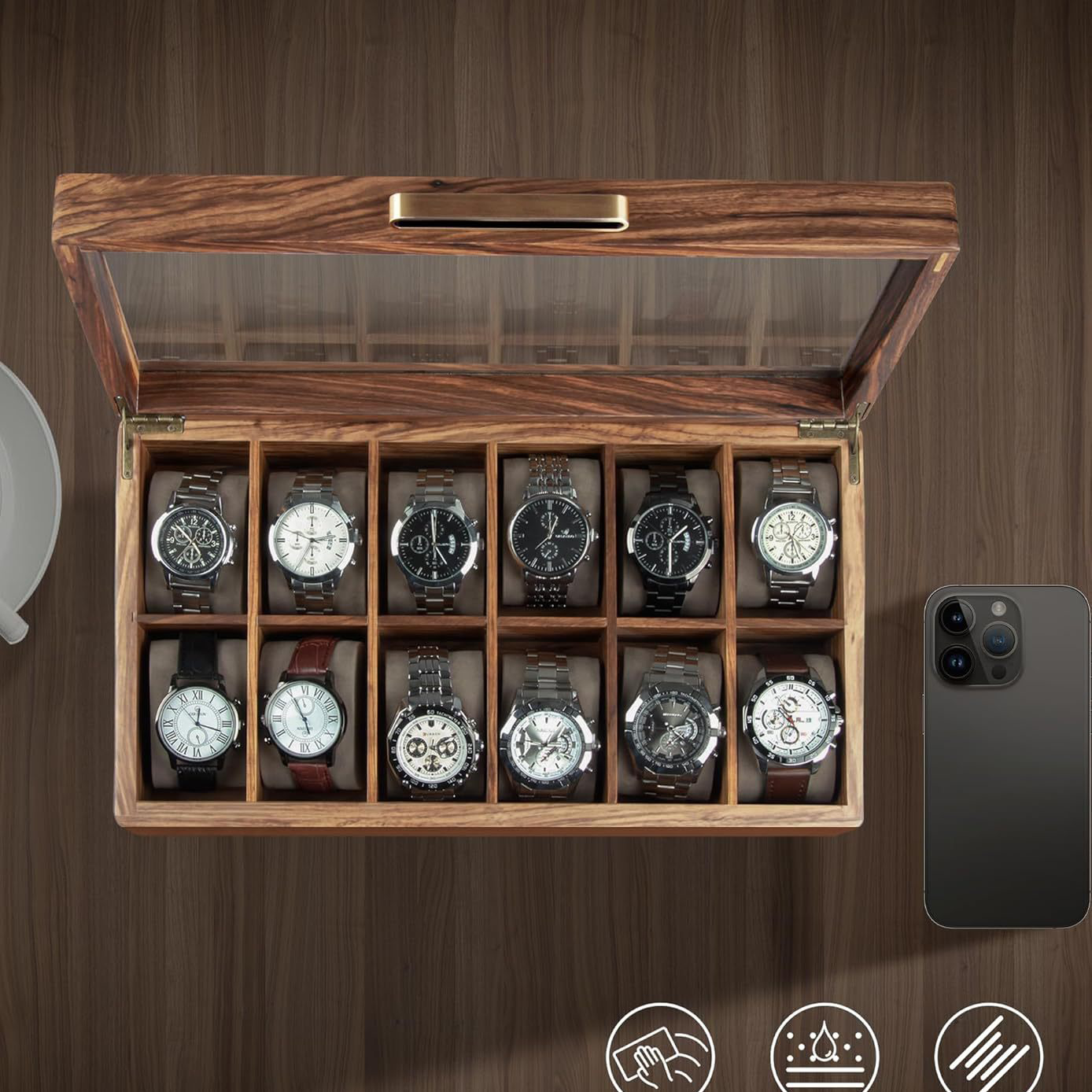 Men's watch solid wood storage box