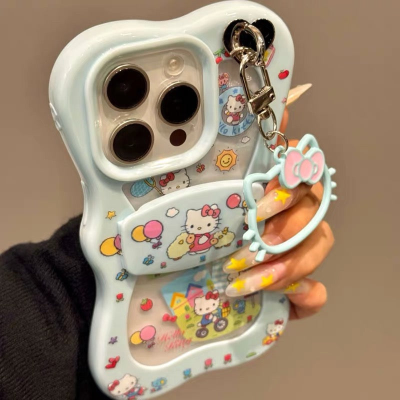 Cute Cartoon-Themed Phone Case with Bowknot Hello Kitty Stand