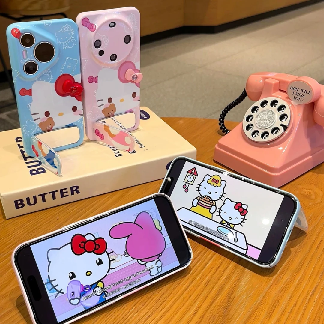 Hello Kitty Bowknot Mirror Stand Phone Case