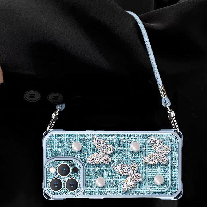 Sparkling Butterfly Portable Mirror Phone Case