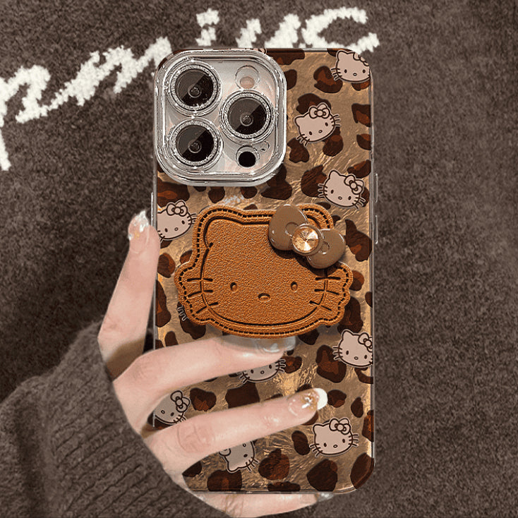 Leopard print full screen Hello Kitty phone case