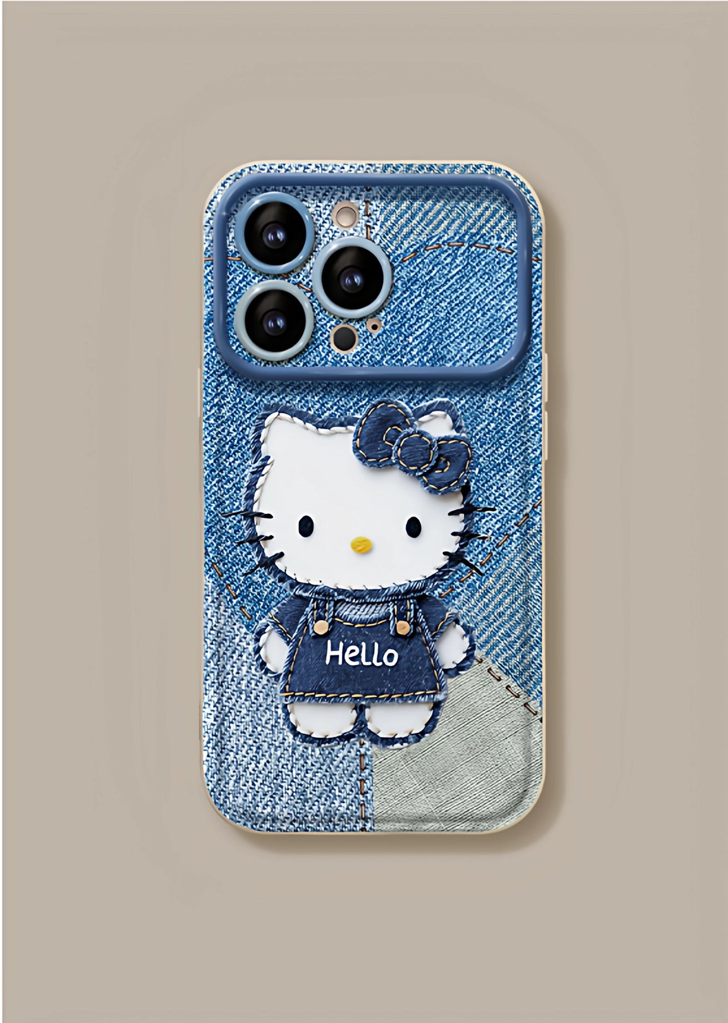 Denim Kitty Flip Mirror Phone Case