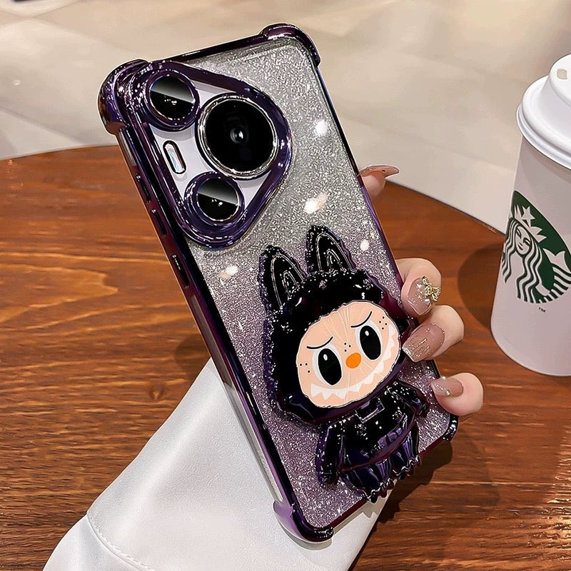 Android Labub Makeup Mirror Stand Phone Case