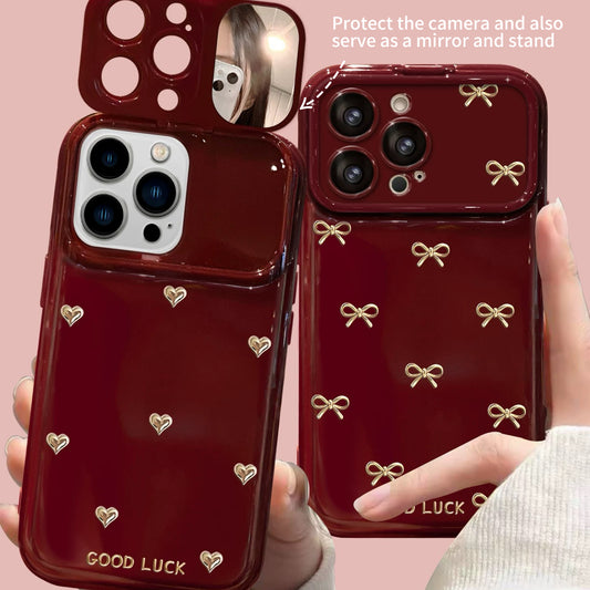 Heart-shaped bow phone case