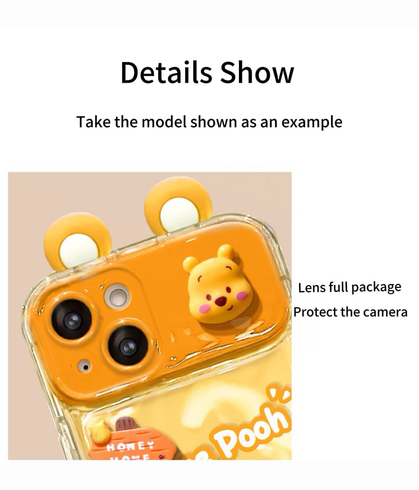 Strawberry Bear + Winnie the Pooh flip phone case (with mirror and stand)