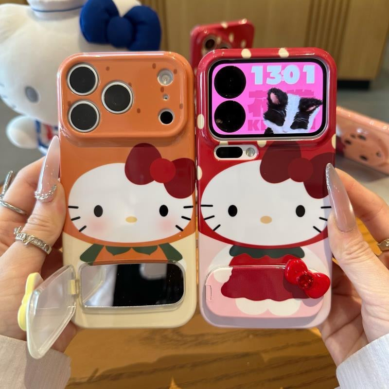 Coque de téléphone miroir chaton nœud papillon 3D