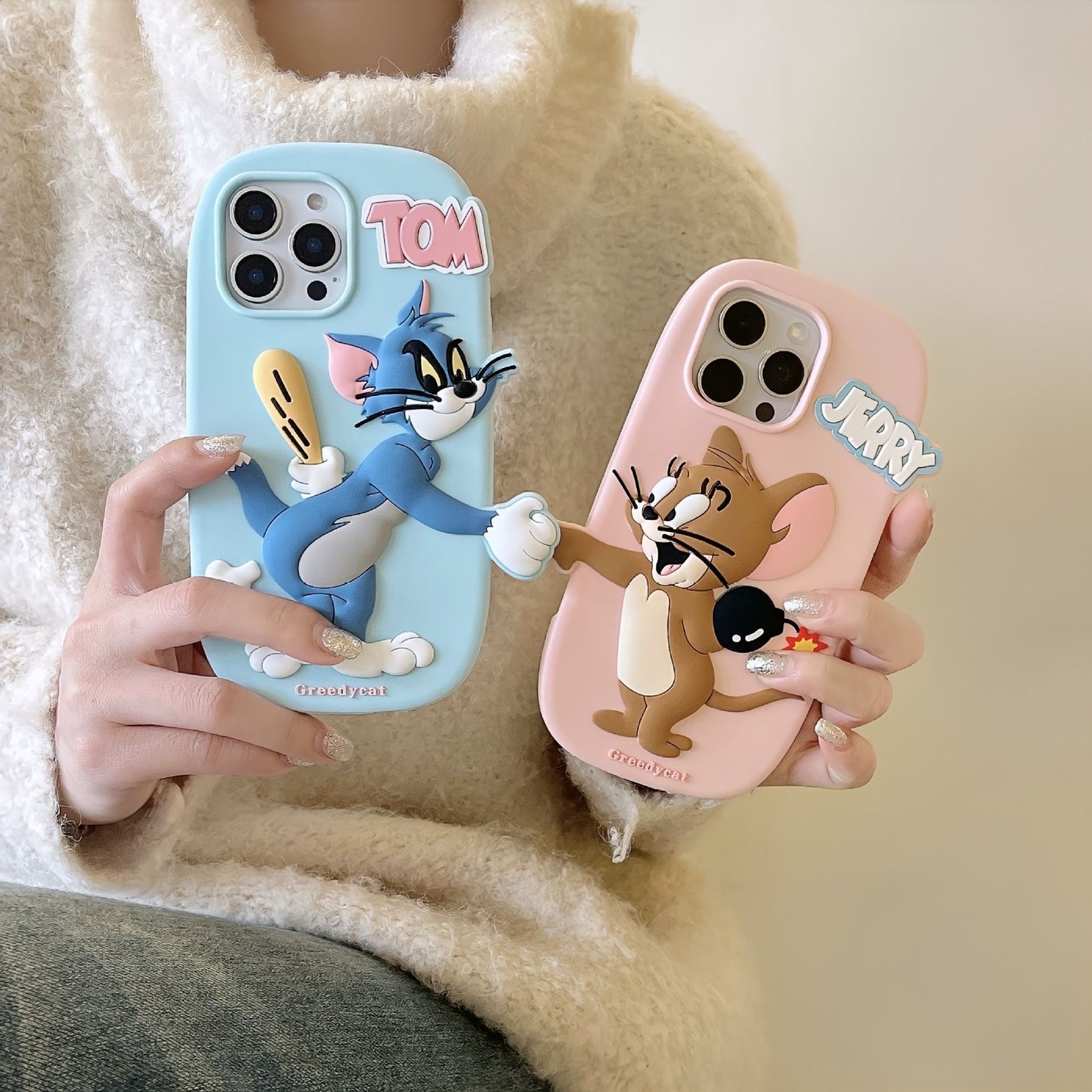 Funda magnética para iPhone con dibujos animados de Tom y Jerry