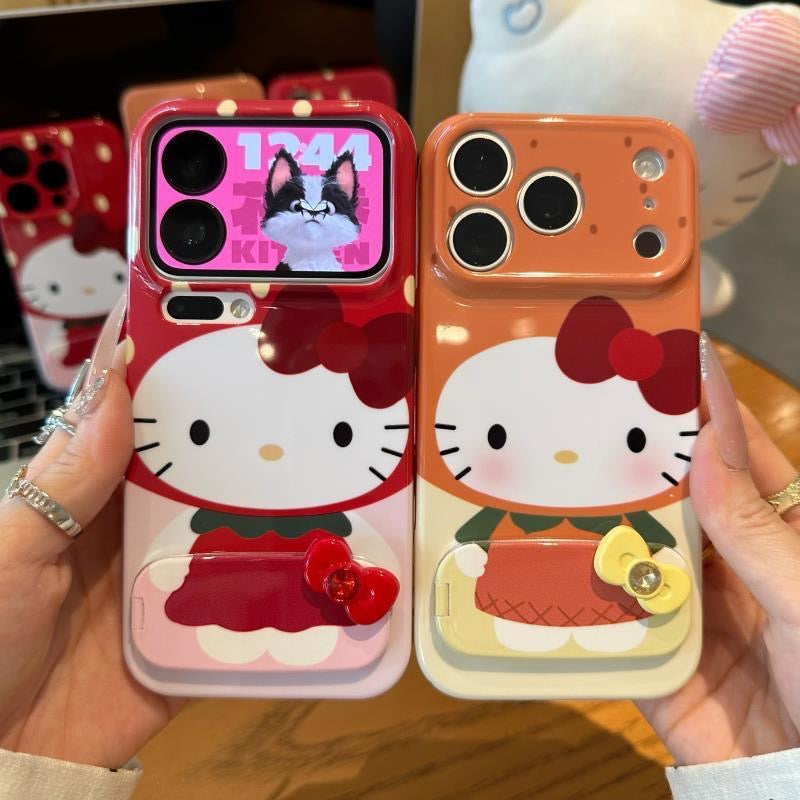 Coque de téléphone miroir chaton nœud papillon 3D