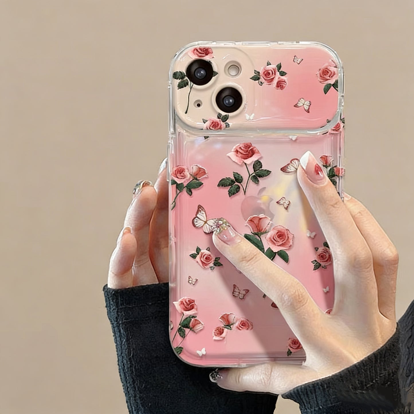 Retro rosa telefoncover med flip-spejl